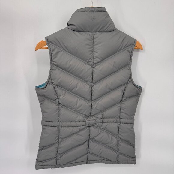 Athleta Full Zip Quilted Puffer Vest Womens Medium Gray Nylon Goose Down Pockets - Picture 5 of 10